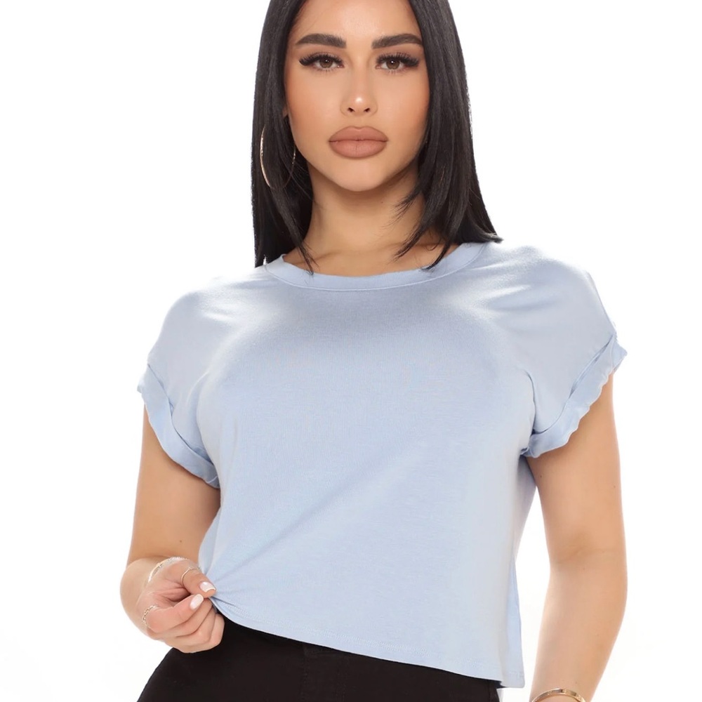 NWT Fashion Nova light blue tee